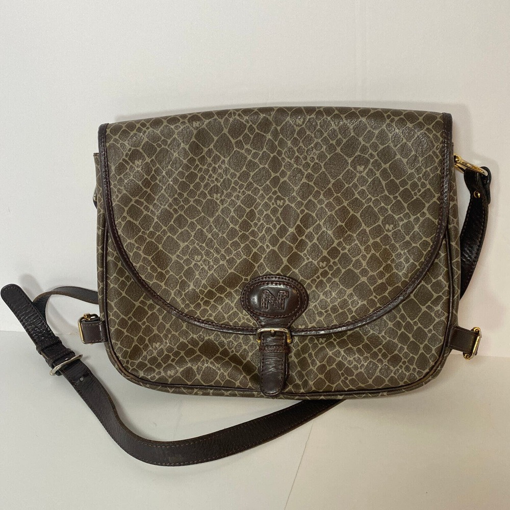Vintage Nina Ricci Crossbody Bag Purse Brown Logo Medium/Large Size READ